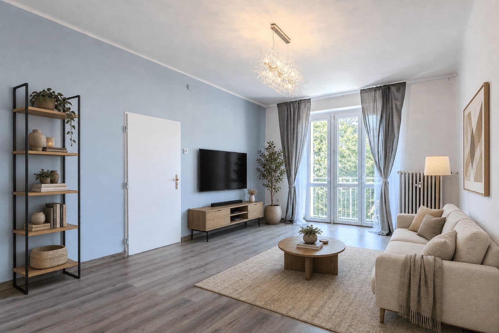 Obývací pokoj vizualizace - prodej bytu Sokolovská Praha 8