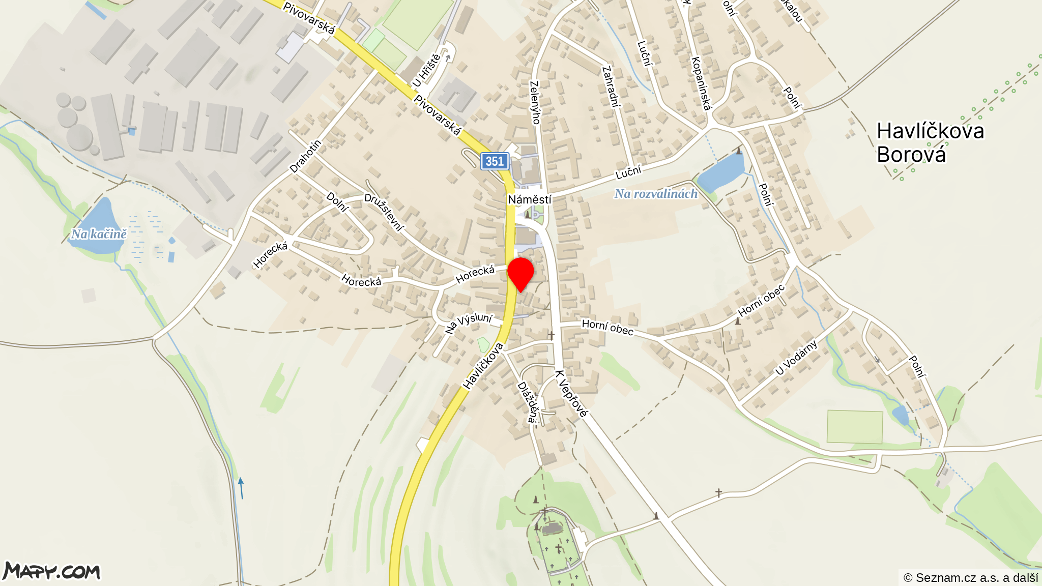 Mapa okolí — Havlíčkova Borová
