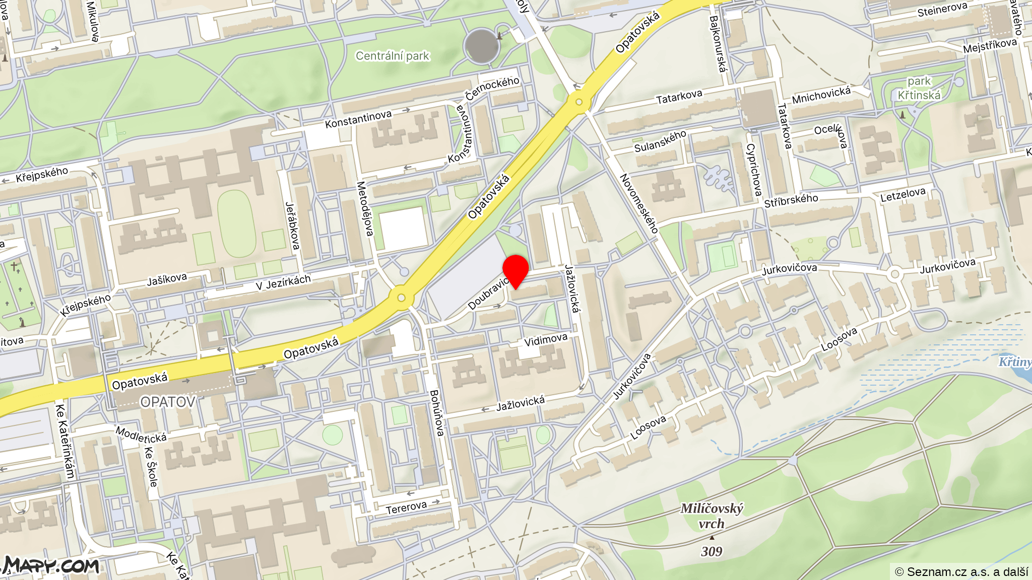 Mapa okolí — Praha – Chodov