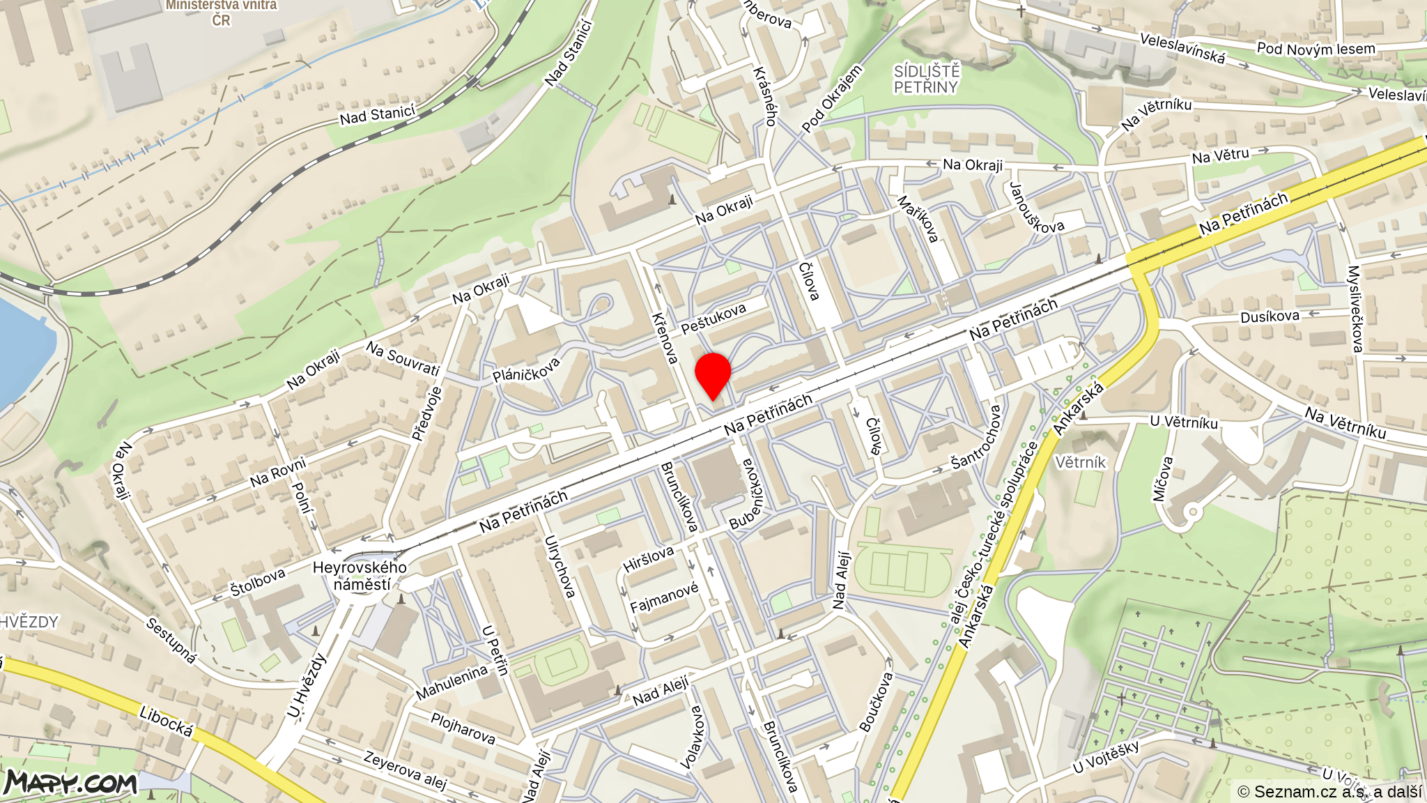 Mapa okolí — Praha – Veleslavín