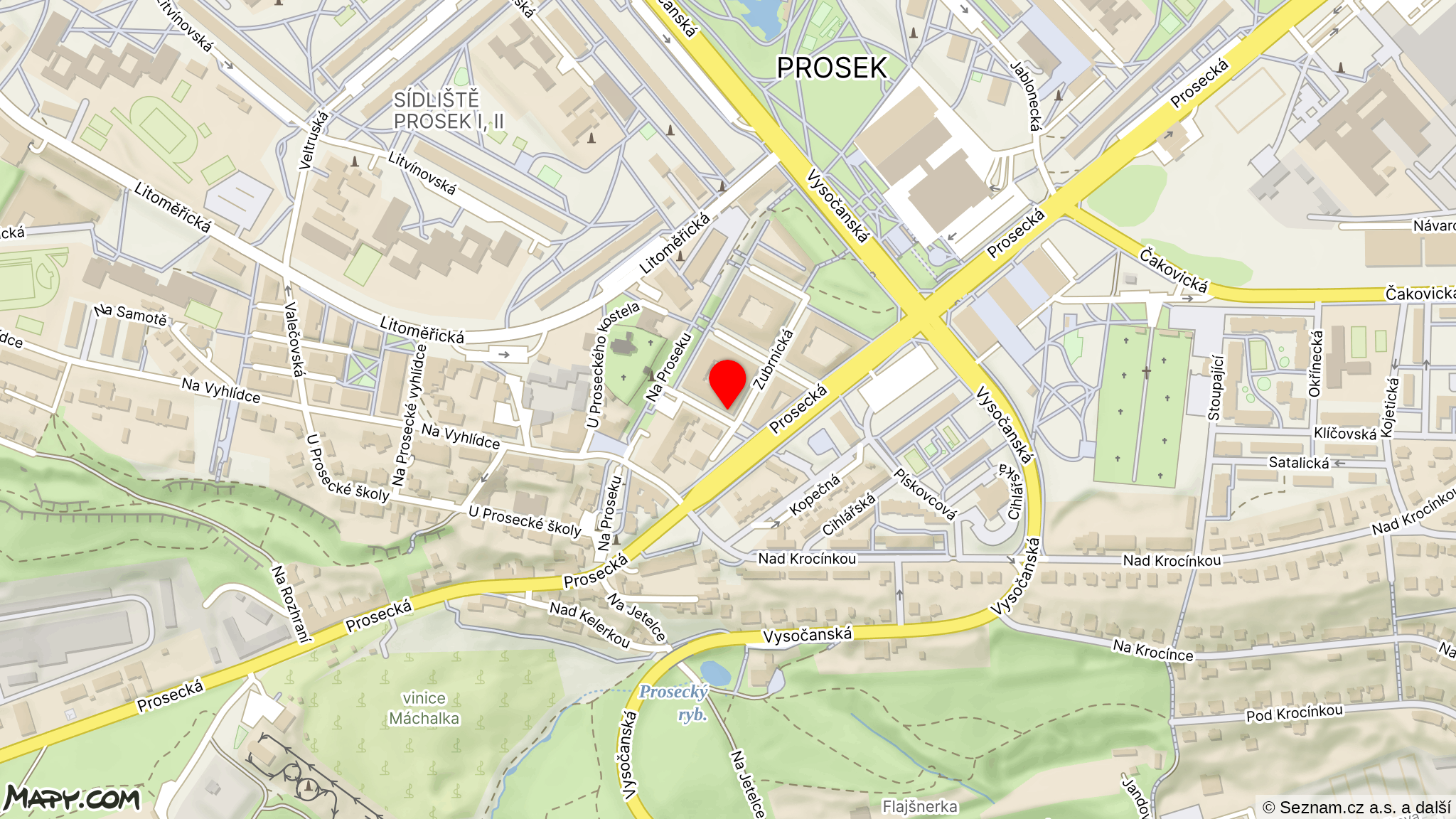 Mapa okolí — Praha – Prosek