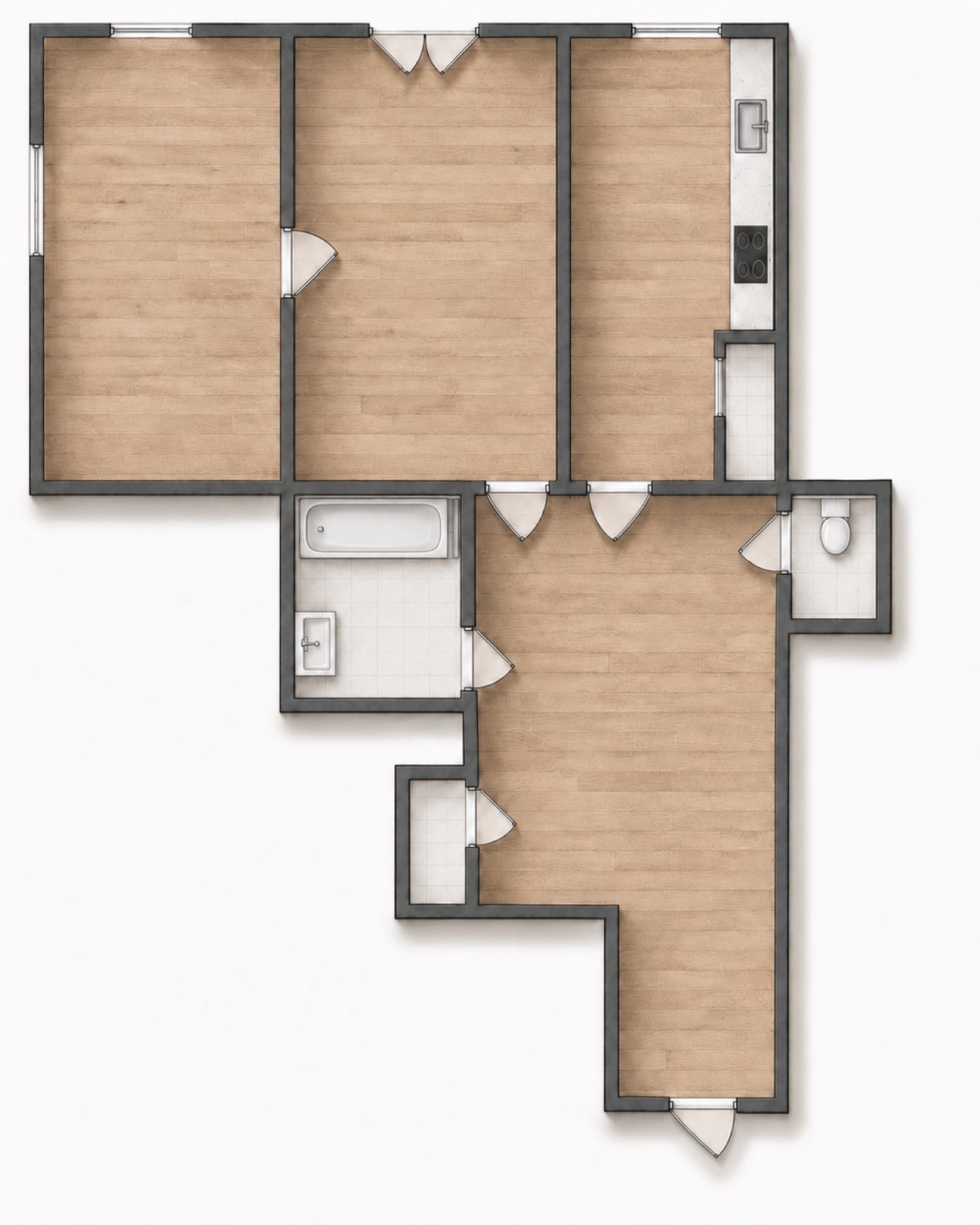 Půdorys, Prodej bytu 2+1, 74 m² – Praha 8 Palmovka
