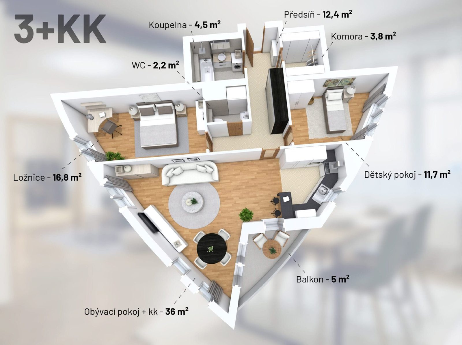 Půdorys, Prodej bytu 3+kk 87 m²