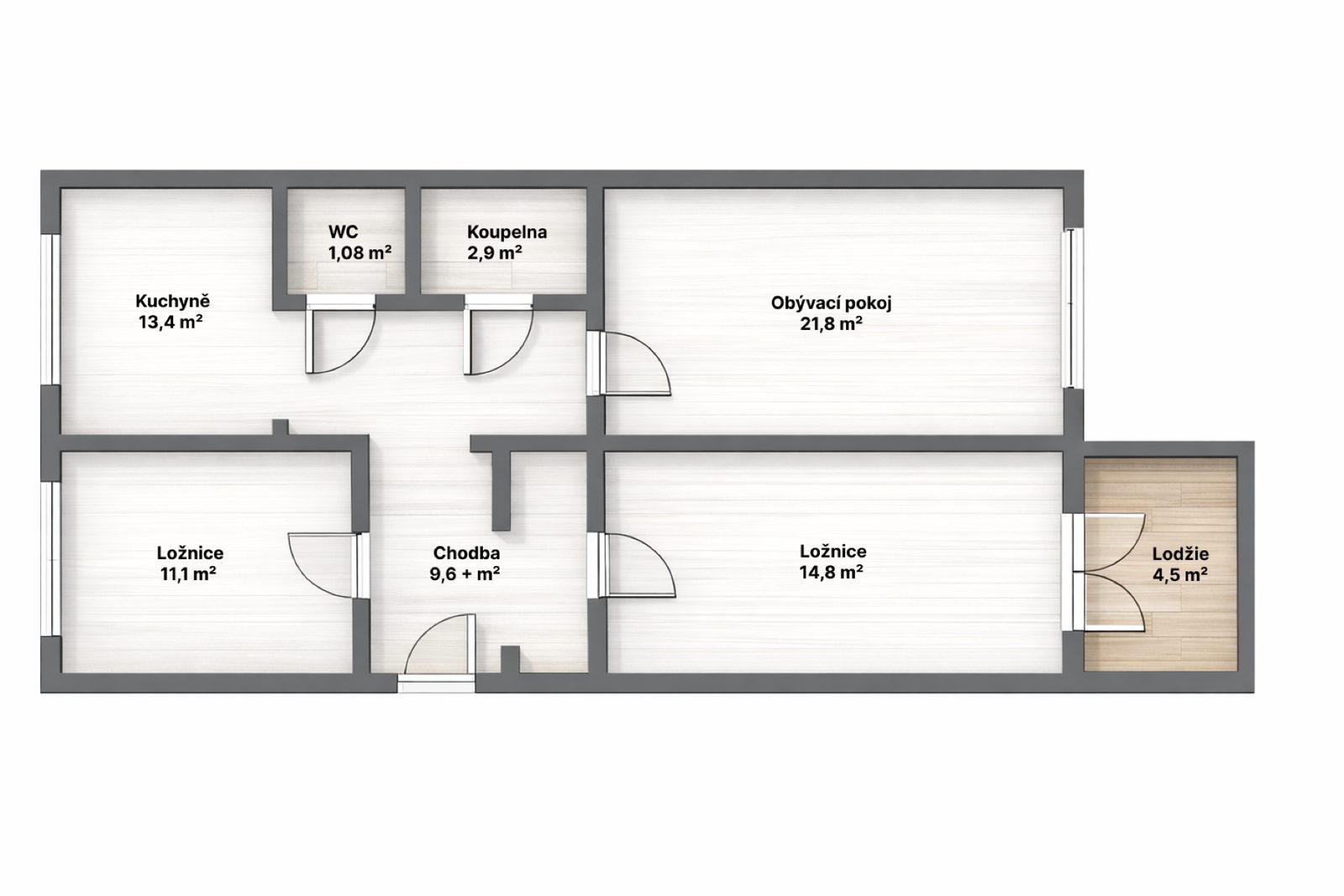 Půdorys, Rodinný byt 3+1 po rekonstrukci 74,68 m²