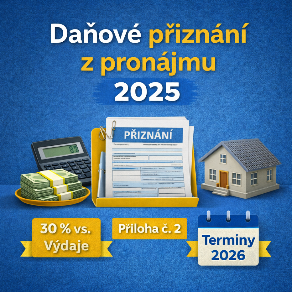 Jak správně zdanit příjmy z pronájmu za rok 2025 (§9): co je příjem, paušál vs. skutečné výdaje, příloha č. 2 a termíny podání v roce 2026.